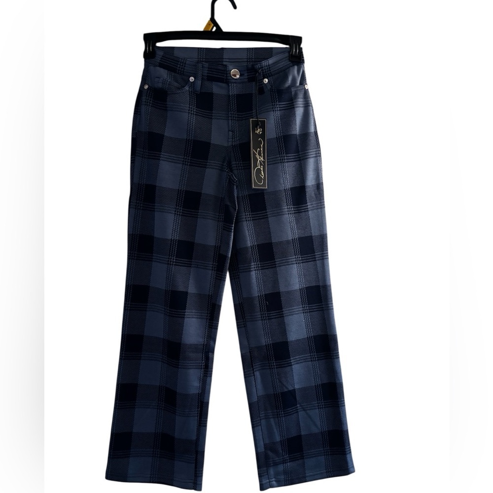 DG2 by Diane Gilman Blue Plaid Pants